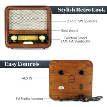 Load image into Gallery viewer, Vintage Retro AM/FM Radio Speaker with Bluetooth
