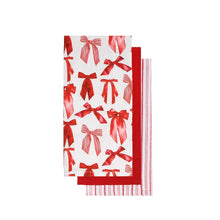 Load image into Gallery viewer, Red Bow Tea Towel Set
