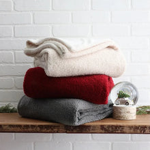 Load image into Gallery viewer, Boucle Cranberry Reversible Throw

