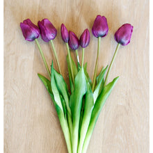 Load image into Gallery viewer, Real Touch Purple Tulip Bunch Tall

