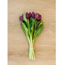Load image into Gallery viewer, Real Touch Purple Tulip Bunch
