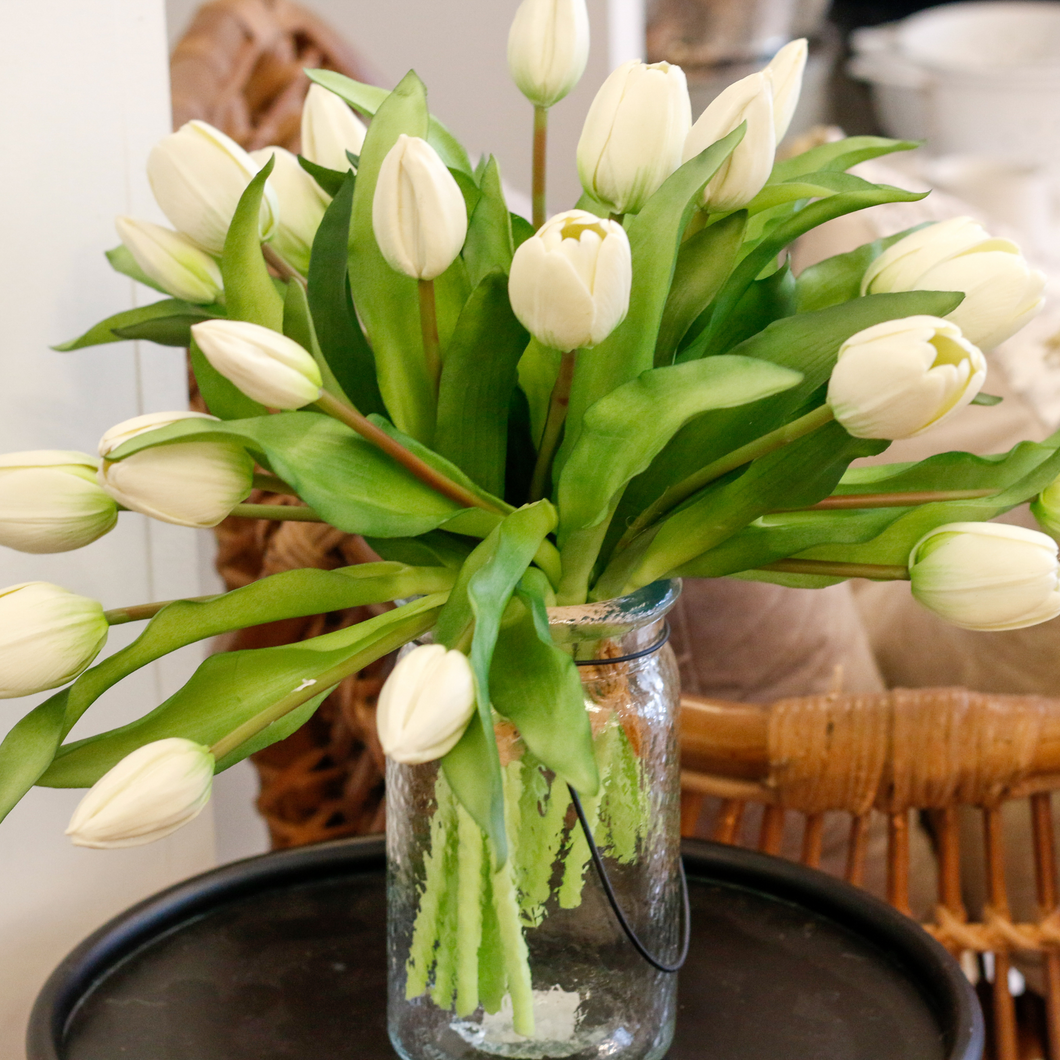 Real Touch White Tulip Bunch