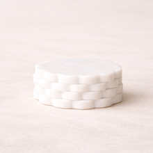 Load image into Gallery viewer, White Marble Scalloped Coasters | Set of 4
