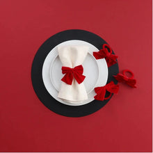 Load image into Gallery viewer, Velvet Red Bow Napkin Rings
