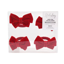 Load image into Gallery viewer, Velvet Red Bow Napkin Rings
