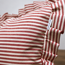 Load image into Gallery viewer, Ruffle Bolster Cover Red Stripes: Pillow Cover
