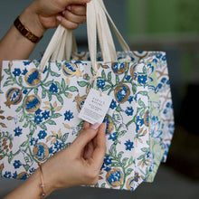 Load image into Gallery viewer, Hand Block Printed Medium Gift Bags | Indigo
