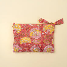 Load image into Gallery viewer, Pink Floral Block Print Pouch
