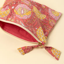 Load image into Gallery viewer, Pink Floral Block Print Pouch
