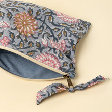 Load image into Gallery viewer, Blue Floral Block Print Pouch
