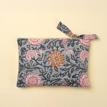 Load image into Gallery viewer, Blue Floral Block Print Pouch
