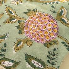 Load image into Gallery viewer, Green Floral Block Print Pouch
