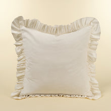 Load image into Gallery viewer, Ivory Velvet Ruffle Pillow
