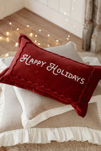 Load image into Gallery viewer, Happy Holidays Red Velvet Pillow
