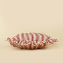 Load image into Gallery viewer, Red Ticking Ruffle Pillow
