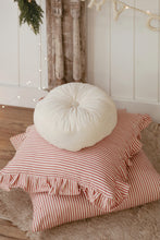 Load image into Gallery viewer, Red Ticking Ruffle Pillow

