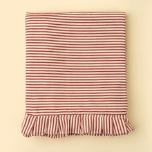 Load image into Gallery viewer, Red Ticking Ruffle Tablecloth
