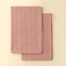 Load image into Gallery viewer, Red Ticking Tea Towel Set
