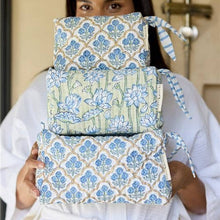 Load image into Gallery viewer, Lotus Indigo Organic Cotton Medium Toiletry Bag
