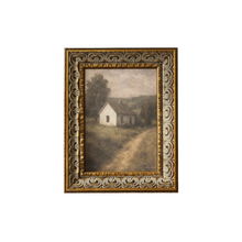 Load image into Gallery viewer, White Farmhouse Print | Antique Inspired Gold Leaf Frame
