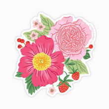 Load image into Gallery viewer, Strawberries and Peonies Floral | Clear Vinyl Sticker
