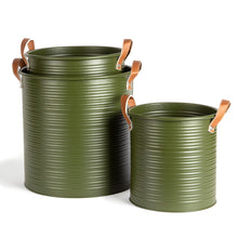 Load image into Gallery viewer, Dark Green Metal Tubs with Handles | Three Sizes
