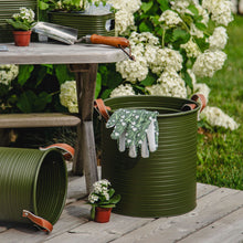 Load image into Gallery viewer, Dark Green Metal Tubs with Handles | Three Sizes
