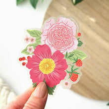Load image into Gallery viewer, Strawberries and Peonies Floral | Clear Vinyl Sticker
