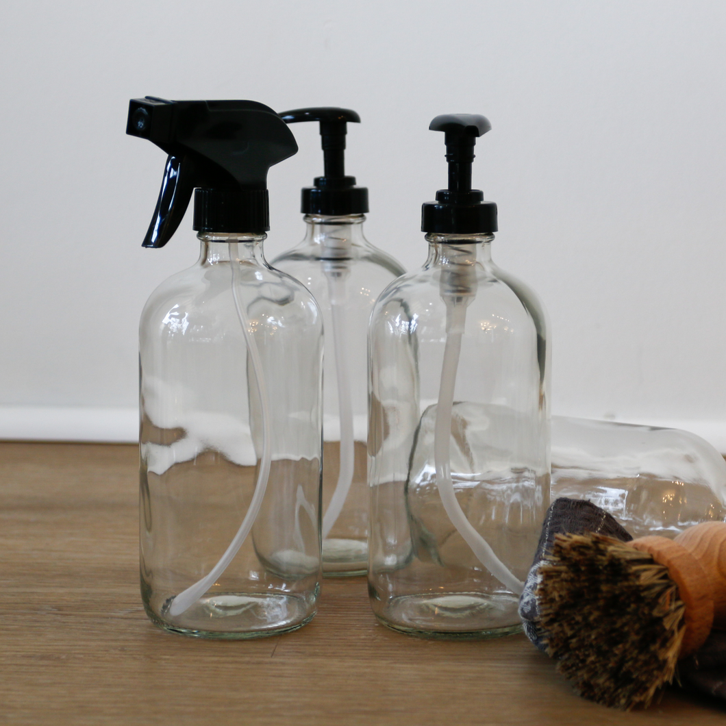 Clear Glass Bottles - Spray or Pump