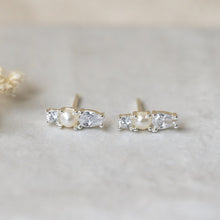 Load image into Gallery viewer, Harmony Pearl Studs| Two Finishes
