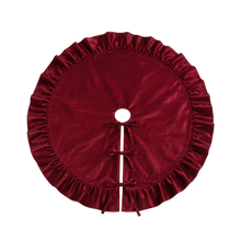 Load image into Gallery viewer, Deep Red Velvet Ruffle Tree Skirt
