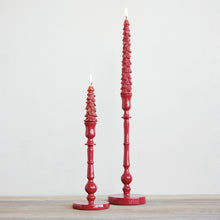 Load image into Gallery viewer, Aluminum Red Taper Candles Set of 2

