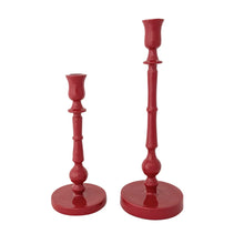 Load image into Gallery viewer, Aluminum Red Taper Candles Set of 2

