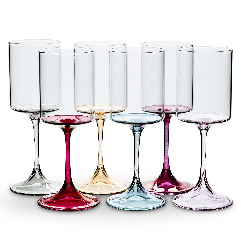 Slender Wine Glass - Assorted Colours - set of 6