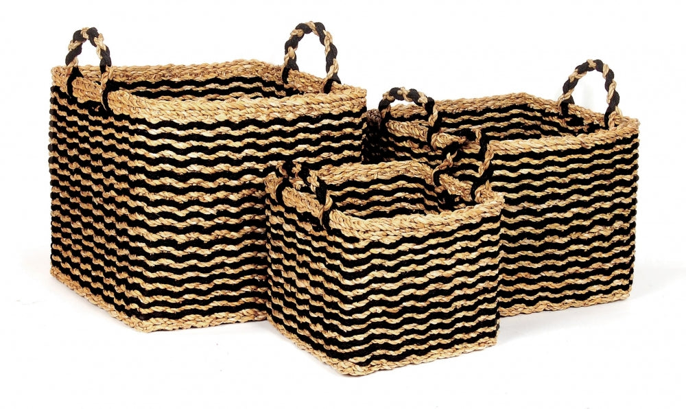 Seagrass/black handled baskets