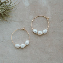 Load image into Gallery viewer, Brooklin Hoops White Pearl - Two Colours
