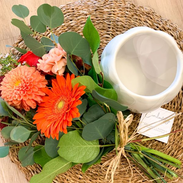 DIY White Pumpkin Arrangement