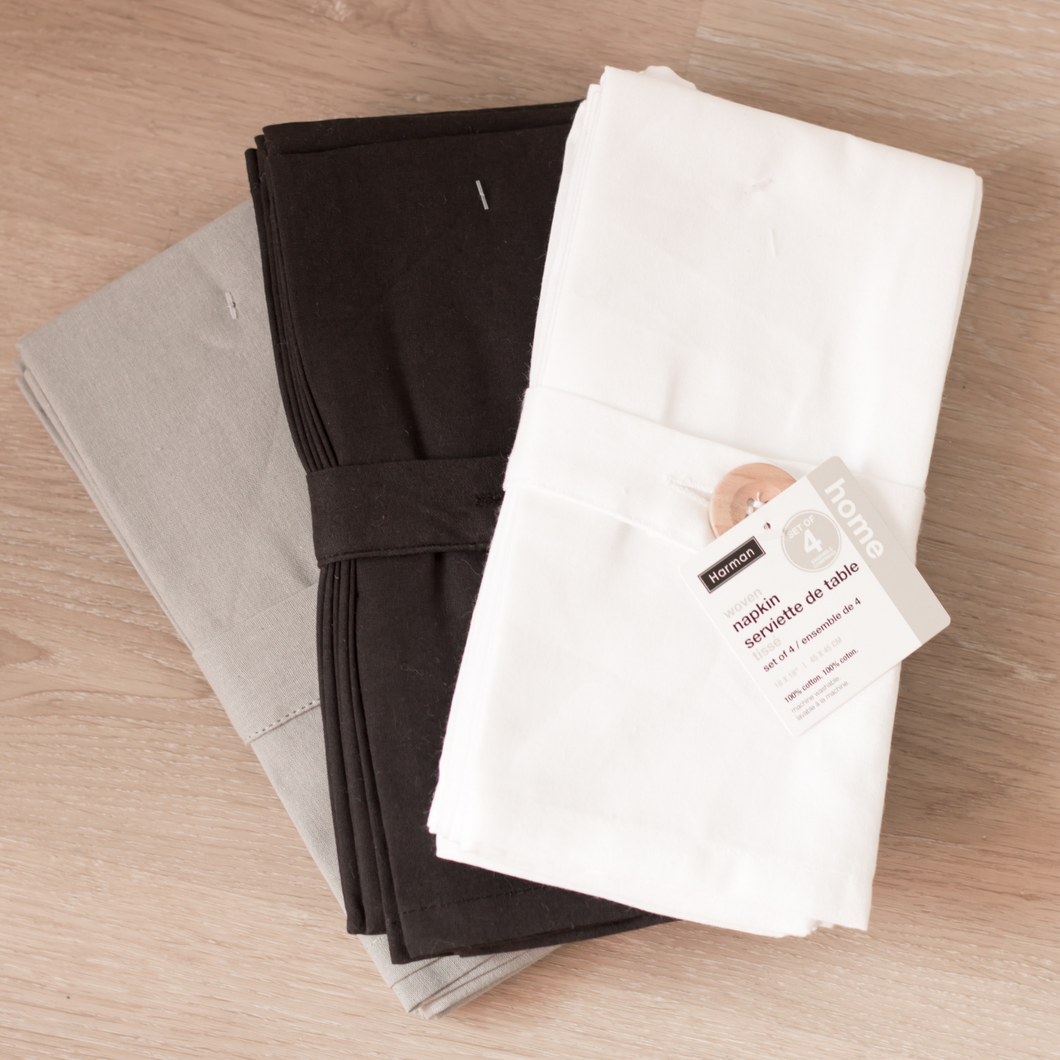 Cotton Dinner Napkins Set of 4 - Three Colours