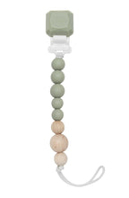 Load image into Gallery viewer, Loulou Lollipop Silicone &amp; Wood Pacifier Clip Silver Sage
