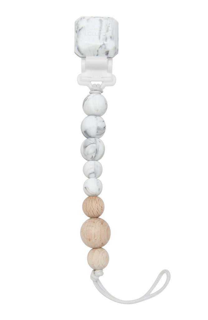 Loulou Lollipop Silicone & Wood Pacifier Clip Marble