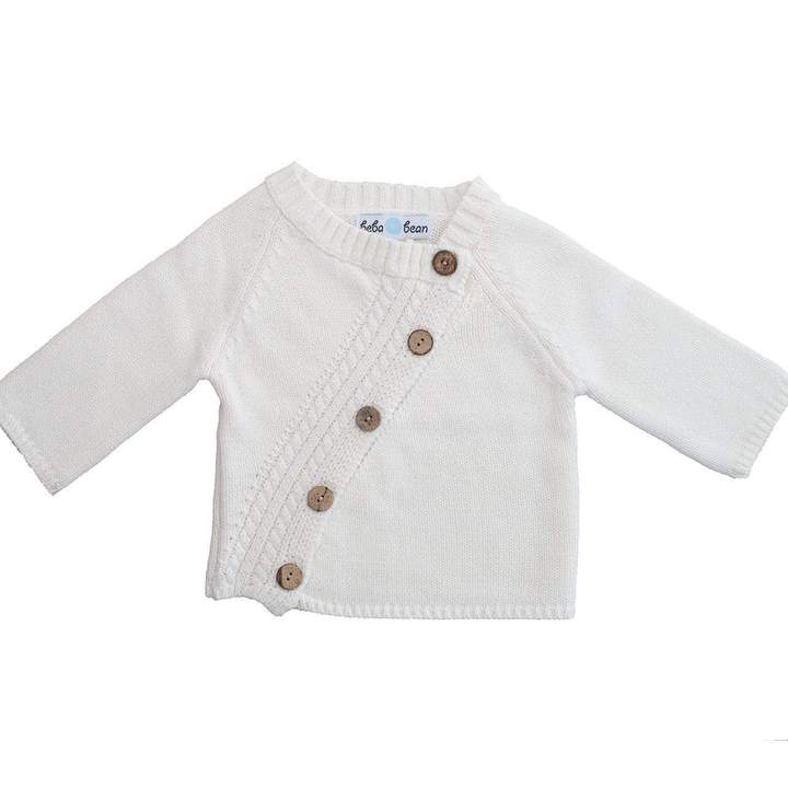 Long Sleeved Ivory Knit Cardigan by Bebe Bean - 3-6 Mon