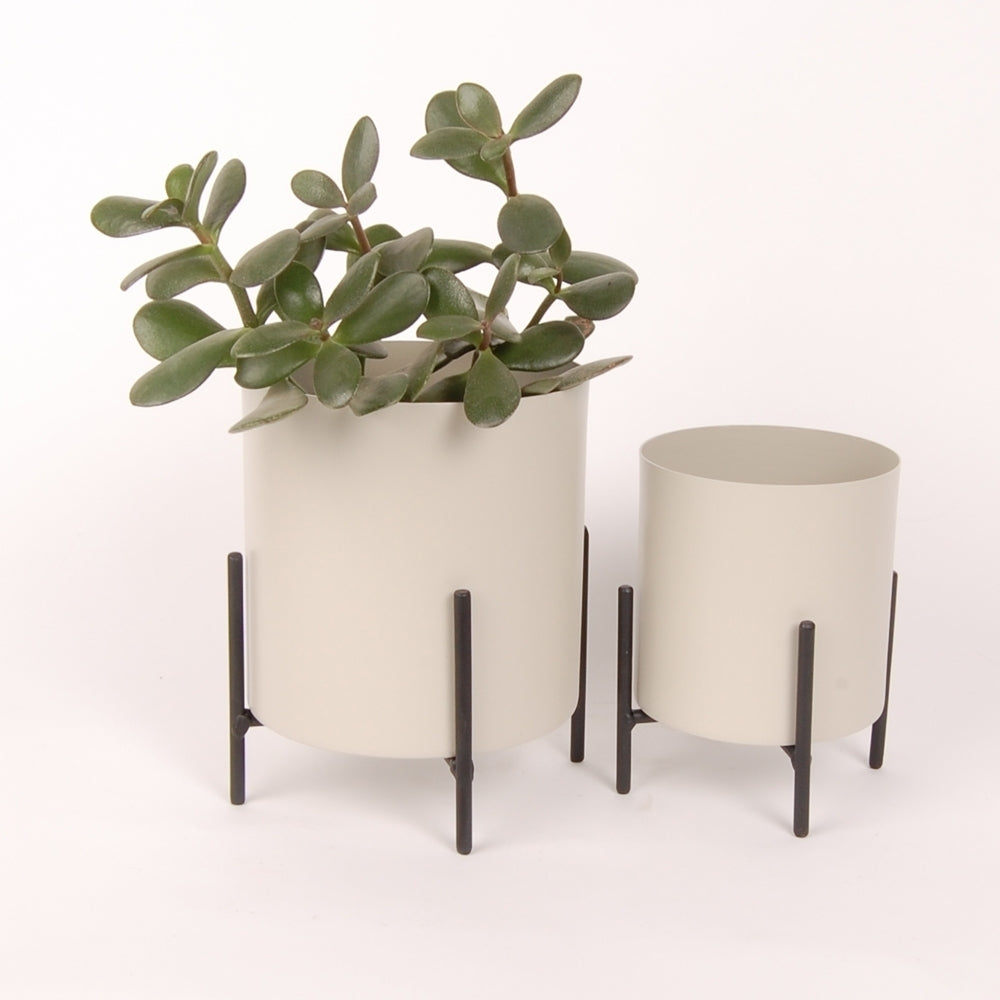 White Metal Planters on Stand