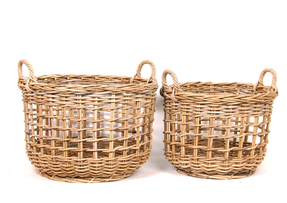 Large Open Weave Greywash Baskets