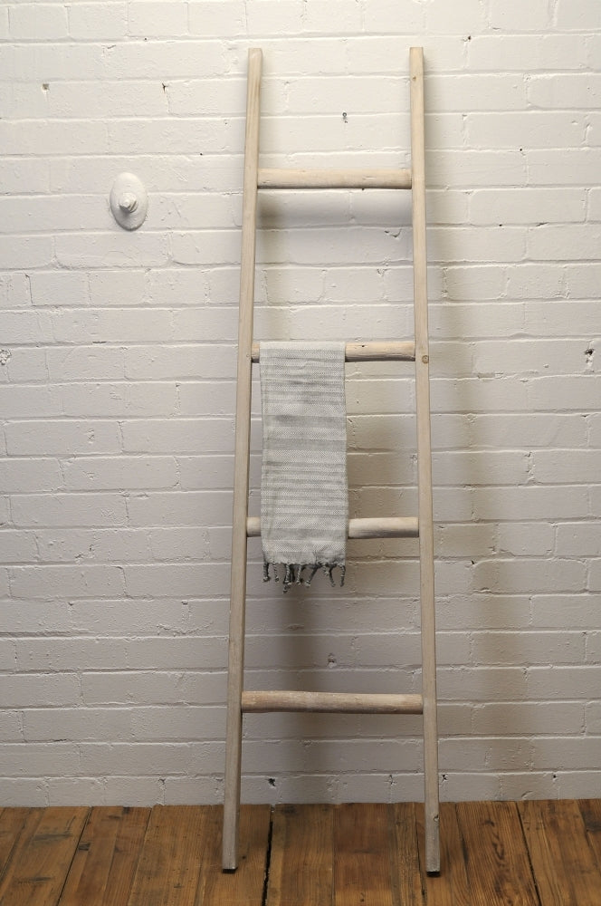 Wood Whitewashed Ladder