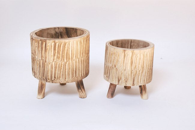 Wood Pot on Legs - Two Sizes